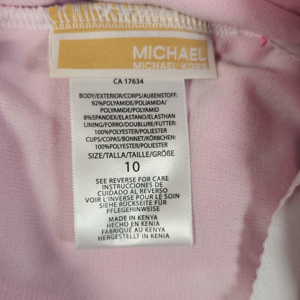 MICHAEL Michael Kors Ribbed One Shoulder Cutout One Piece Swimsuit Cerise SZ 10 - Picture 6 of 7